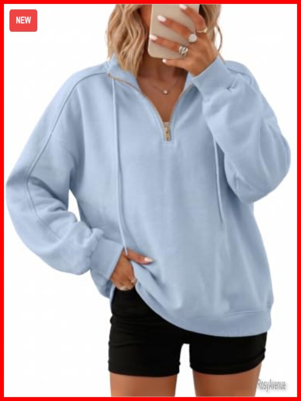 Oversized Quarter Zip Sweatshirt Womens Long Sleeve Pullover Casual Top